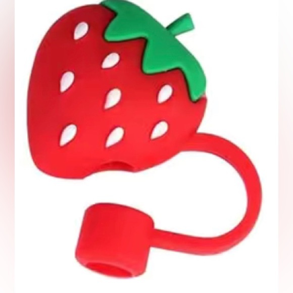 3 Piece Strawberry and Cactus Simple Modern Straw Covers - Picture 2 of 3